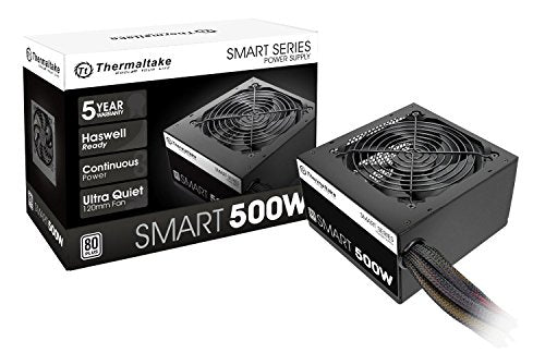 Thermaltake Smart 500W 80+ White Certified PSU, Continuous Power with 120mm Ultra Quiet Cooling Fan, ATX 12V V2.3/EPS 12V Active PFC Power Supply PS-SPD-0500NPCWUS-W Thermaltake Smart 500W 80+ White Certified PSU, Continuous Power with 120mm Ultra Quiet Cooling Fan, ATX 12V V2.3/EPS 12V Active PFC Power Supply PS-SPD-0500NPCWUS-W